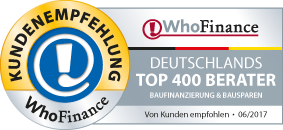 Jörg Strack von Dr. Klein wurde von Who Finance als einer der 400 besten Berater für Baufinanzierungen ausgezeichnet.