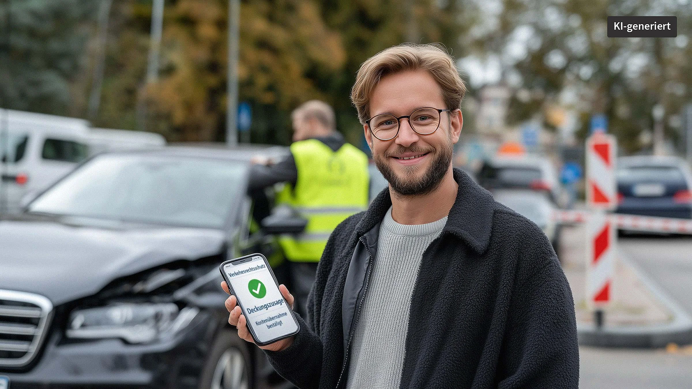 Nach einem Autounfall bekommt die geschädigte Person sofort eine Deckungszusage durch die Verkehrsrechtsschutzversicherung