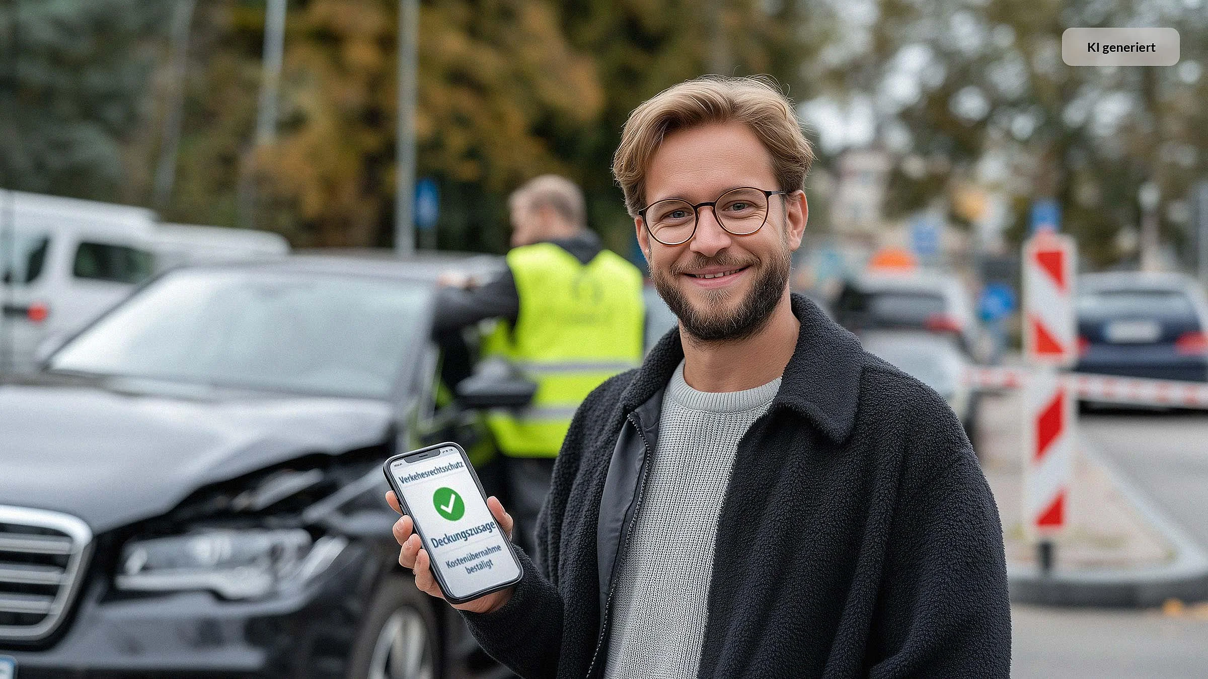 Nach einem Autounfall bekommt die geschädigte Person sofort eine Deckungszusage durch die Verkehrsrechtsschutzversicherung