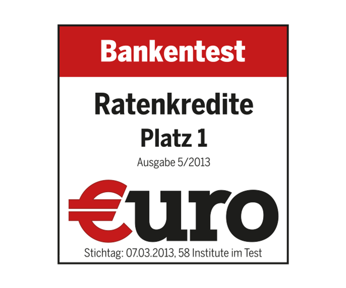 Auszeichnung des Magazins Euro für den besten Ratenkredit.